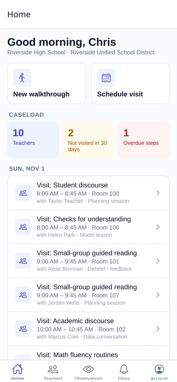 COMPASS mobile app home screen